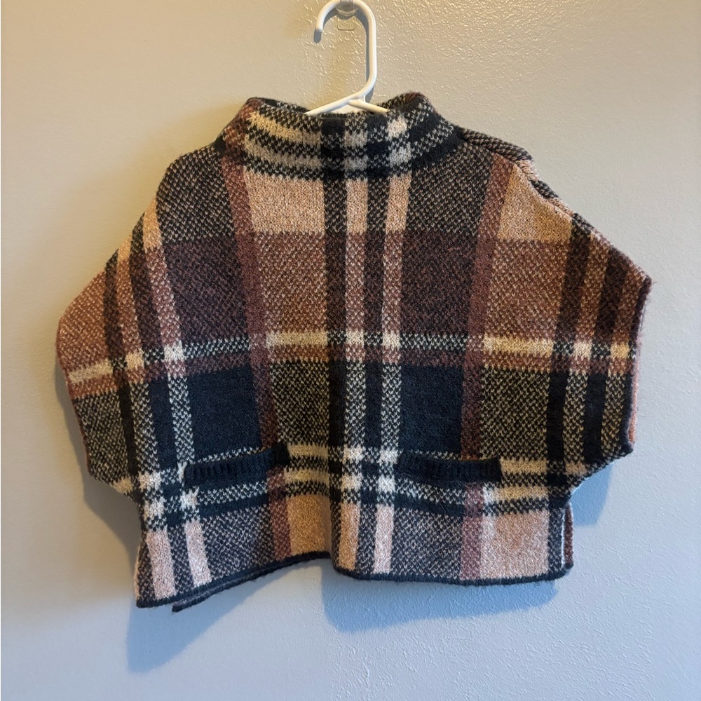 Zara Kids Plaid Jacket - Brown, Black, Cream